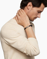 Chevron Bracelet in Black Rubber and Sterling Silver, 8mm